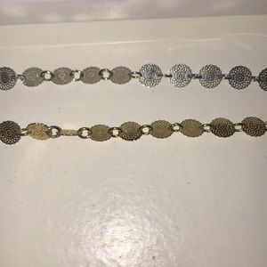 Silver and gold choker necklaces, unknown brand